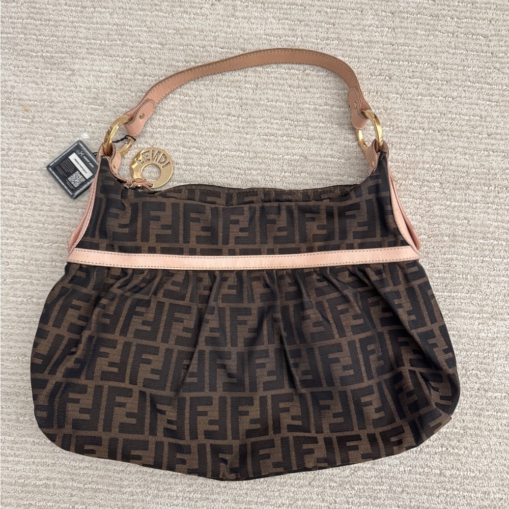 [auth] Fendi Zucca Chef Brown and Tan Bag